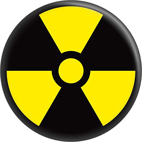 Square Deal Recordings & Supplies Biohazard/Radiation Symbol (Yellow and Black) - 1 1/4" Button/Pin