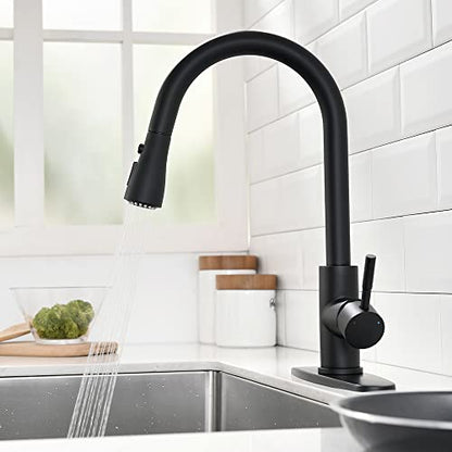 Black Kitchen Faucets with Pull Down Sprayer Kitchen Sink Faucet with Pull Out Sprayer Single Hole Deck Mount Single Handle Stainless Steel Grifos De Cocina 866068R