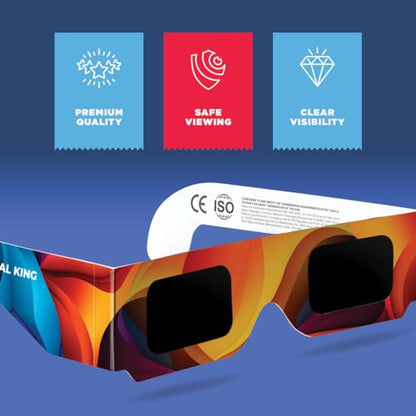 Medical king Solar Eclipse Glasses (10 pack) 2024 CE and ISO Certified Approved 2024 Safe Shades for Direct Sun Viewing