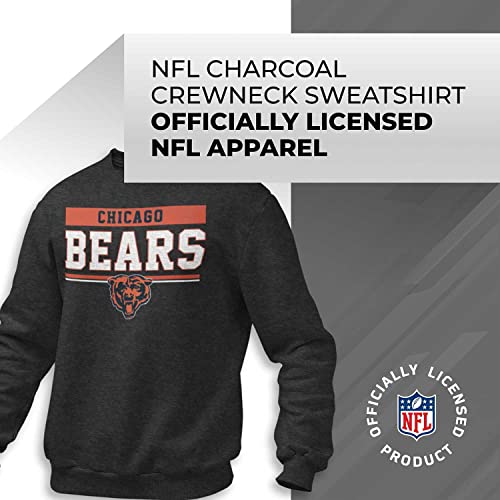 Team Fan Apparel NFL Adult Long Sleeve Team Block Charcoal Crewneck Sweatshirt - Stay Warm & Represent Your Team With Style (Chicago Bears - Black, Adult X-Large)