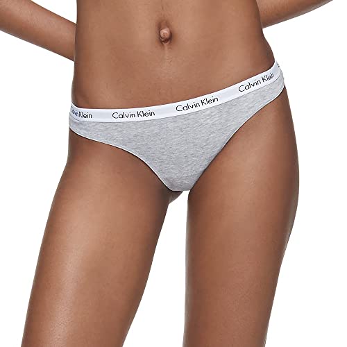 Calvin Klein Women's Carousel Logo Cotton Stretch Thong Panties, Multipack, Black/White/Grey Heather, Small