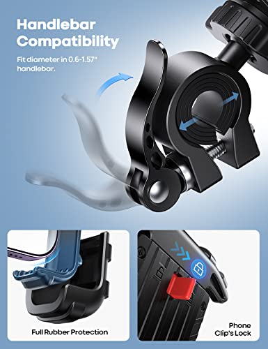 Lamicall Bike Phone Holder, Motorcycle Phone Mount - Motorcycle Handlebar Cell Phone Clamp, Scooter Phone Clip for iPhone 14 Plus/Pro Max, 13 Pro Max, S9, S10 and More 4.7" to 6.8" Smartphones