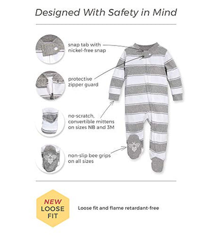 Burt's Bees Baby baby boys Play Pjs, 100% Organic Cotton One-piece Romper Jumpsuit Zip Front Pajamas and Toddler Sleepers, Moonlight Clouds, Newborn US