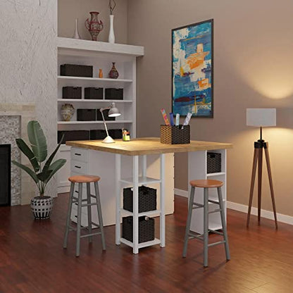 Winsome Wood Huxton 2-Pc Bar Stool Set, Gray and Teak