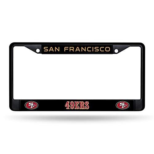 Rico Industries NFL Football San Francisco 49ers Primary Black Chrome Frame with Plastic Inserts 12" x 6" Car/Truck Auto Accessory