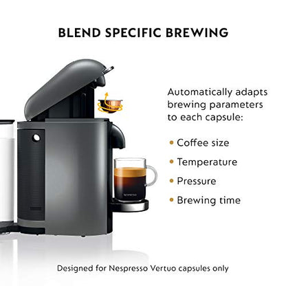 Nespresso VertuoPlus Deluxe Coffee and Espresso Machine by Breville with Milk Frother, Titan