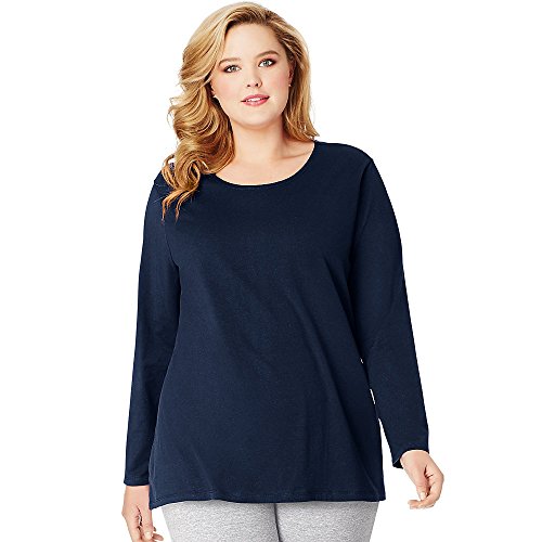 Just My Size Women's Plus Size Long Sleeve Tee, Hanes Navy, 3X