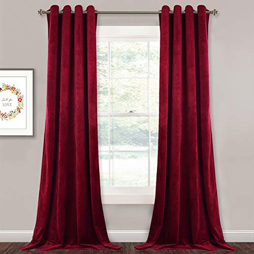 StangH Theater Velvet Curtains Red - Winter Season Decor Soft Thick Velvet Drapes Sunlight Dimming Privacy Protect Panels for Master Bedroom/Halloween, 52 x 84 inches, 2 Panels