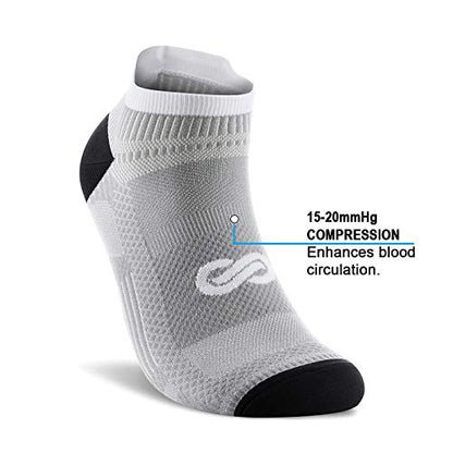 Low Cut Compression Socks for Men and Women (6 Pairs), No Show Ankle Compression Running Socks with Arch Support for Plantar Fasciitis, Cyling, Athletic, Flight, Travel, Nurses