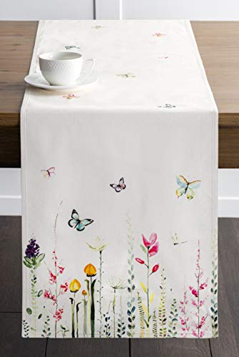 Maison d' Hermine Tablerunner 100% Cotton Table Runner Decorative Table Runners for Gifts, Home, Wedding, Buffet Party & Camping, Botanical Fresh (Double Layer) - Spring/Summer(14.50"x72")