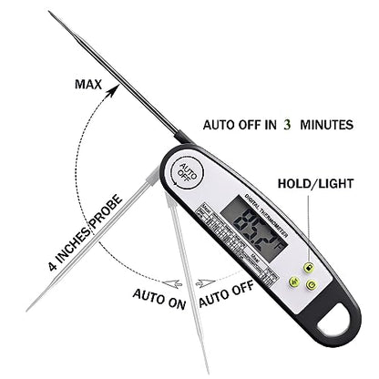 Meat Thermometer Digital, Meat Thermometers for Grilling, Food Thermometer with Backlight, Instant Read Thermometer for Grill Candy and Cooking