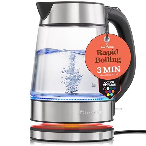 Speed-Boil Electric Kettle For Coffee & Tea - 1.7L Water Boiler 1500W, Borosilicate Glass, Easy Clean Wide Opening, Auto Shut-Off, Cool Touch Handle, LED Light. 360° Rotation, Boil Dry Protection