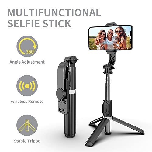 Selfie Stick Tripod, All in One Extendable & Portable iPhone Tripod Selfie Stick with Wireless Remote Compatible with iPhone 14 13 12 11 pro Xs Max Xr X 8 7, Galaxy Note10/S20/S10/OnePlus 9/9 PRO etc