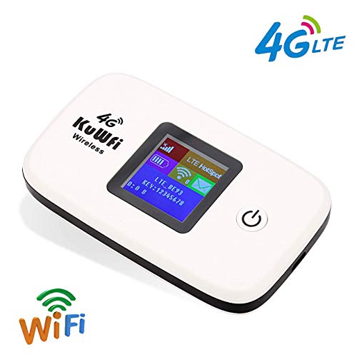 Mobile WiFi Hotspot | KuWFi 4G LTE Unlocked Wi-Fi Hotspot Device | Portable WiFi Router with SIM Card Slot for Travel Support B2/B4/B5/B12/B17 for AT&T/T-Mobile