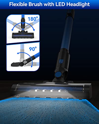 DEVOAC Cordless Vacuum Cleaner, Lightweight Vacuum Cleaner with Rechargeable Battery, Convenient 6 in 1 Stick Vacuum Cleaner with Powerful Suction, Handheld Vacuum for Carpet Hard Floor Pet Hair Home