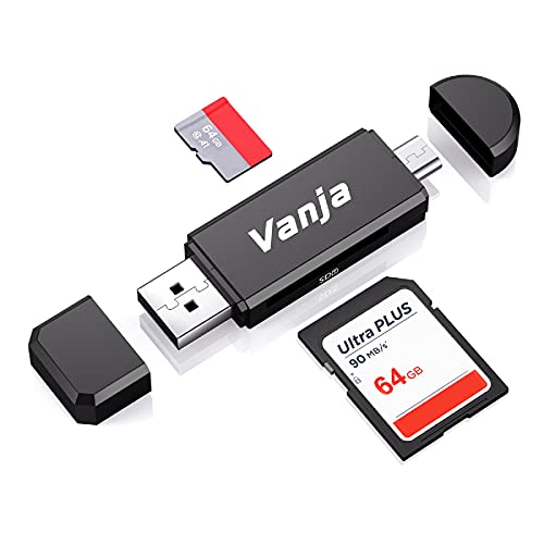 Vanja SD Card Reader, Micro SD to USB OTG Adapter and USB 2.0 Portable Memory Card Reader for SD TF SDXC SDHC MMC RS-MMC Micro SD Micro SDXC Micro SDHC Card and UHS-I Cards