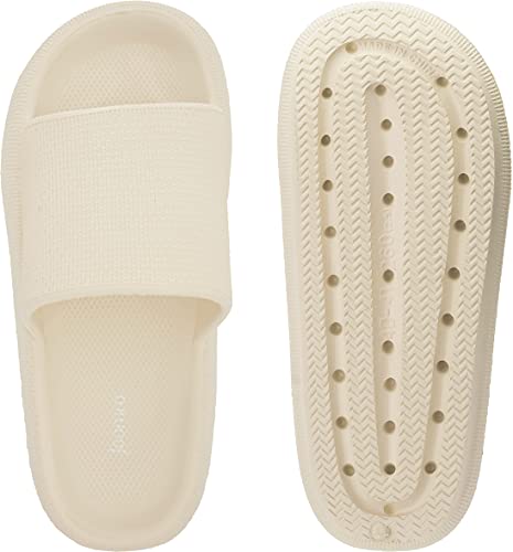 Joomra Womens Shower Slippers Cloud Slides Cushioned for Mens Quick Drying Massage Foam Female Pillow House Shoes Pool Beach Garden Sandals Male Sandalias Beige 40-41