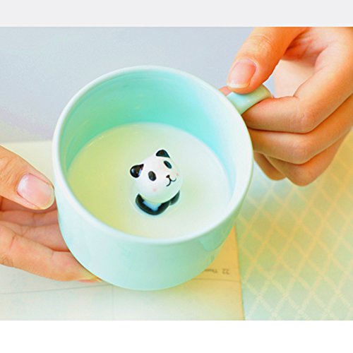 ZaH 3D Mug Animal Inside Cup Cartoon Ceramics Figurine Teacup for Boys Girls Kids Women Men Coffee Mug (8 oz Panda)