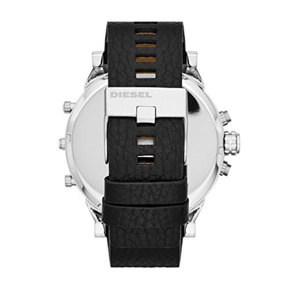 Diesel Men's 57mm Mr. Daddy 2.0 Quartz Stainless Steel and Leather Chronograph Watch, Color: Black/Silver (Model: DZ7313)