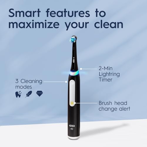 Oral-B iO Series 3 Limited Rechargeable Electric Powered Toothbrush, Black with 2 Brush Heads and Travel Case - Visible Pressure Sensor to Protect Gums - 3 Modes - 2 Minute Timer