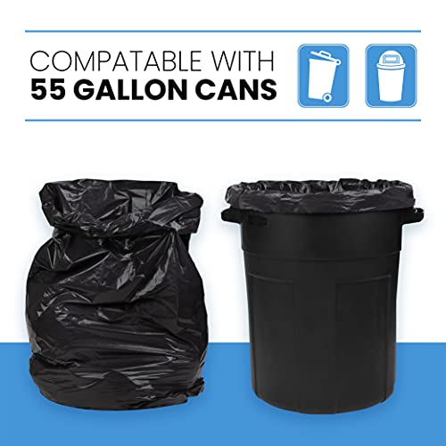 ToughBag 55 Gallon Trash Bags, 35 x 55" Large Industrial Black Trash Bags (50 COUNT) - 55-Gallon Outdoor Garbage Bags for Commercial, Janitorial, Lawn, Leaf, and Contractors - Made in USA