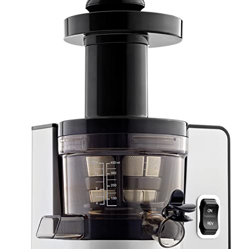 Omega VSJ843QS Vertical Masticating 43 RPM Compact Cold Press Juicer Machine with Automatic Pulp Ejection, 150-Watt, Silver