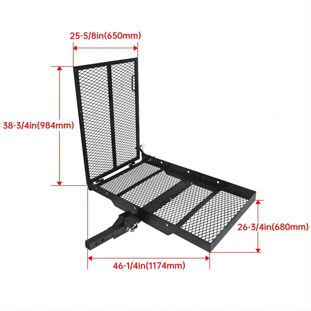 KOJEM Hitch Cargo Carrier Wheelchair Scooter Carrier Rack Folding Rack Ramp Hitch Mount 500 lbs Weight Capacity