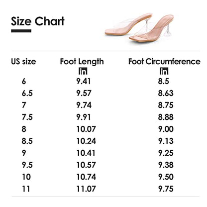 mysoft Women's Clear Heeled Sandals Square Toe Transparent Stiletto Mules Open Toe Slip on Dress Shoes