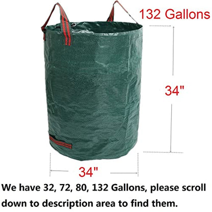 80 Gallons Reusable Garden Waste Bags - 4 Pack Reusable Lawn Bags (H33, D26 inches) Garden Bag Landscaping Bags Yard Bags Heavy Duty | Yard Waste Container Leaf Bags for Gardening Lawn Pool Waste Bin