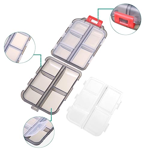 Zuihug 1Pack Travel Pill Organizer - 10 Compartments Pill Case, Compact and Portable Pill Box, Perfect for On-The-Go Storage, Pill Holder for Purse Gray