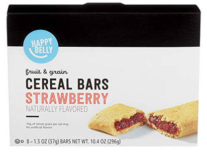 Amazon Brand - Happy Belly Fruit & Grain Cereal Bars Strawberry, 1.03 Oz, 8 Count