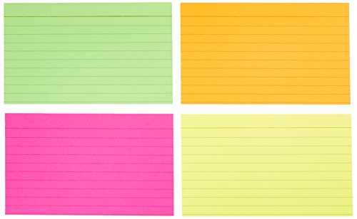 Amazon Basics Ruled Index Flash Cards, Assorted Neon Colored, 3x5 Inch, 300-Count