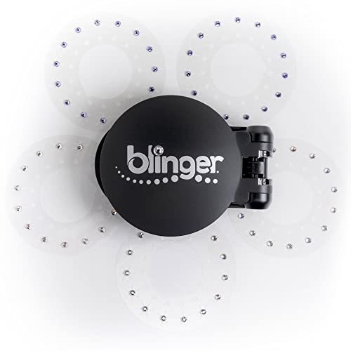 blinger Starter Kit | Women's Hair Styling Tool + 75 Precision-Cut Glass Crystals | Bling Hair in Seconds! Bedazzling Multi-Faceted Gems | Hair-Safe – Bling In Brush Out | By Blinger Kids Inventor