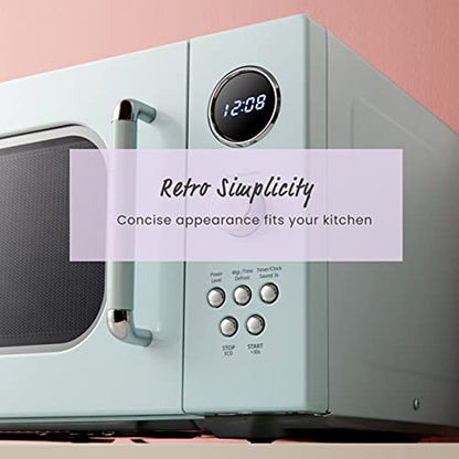 COMFEE' CM-M091AGN Retro Microwave with Multi-stage Cooking, 9 Preset Menus and Kitchen Timer, Mute Function, ECO Mode, LED digital display, 0.9 cu.ft, 900W, Green