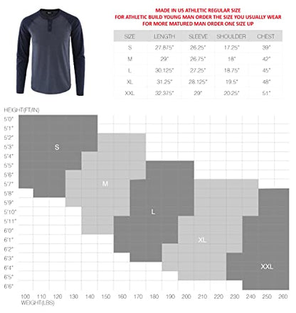 Estepoba Mens Athletic Regular Fit Long Sleeve Active Running Hiking Henley Shirt Baseball Tee H.Charcoal/Rusty XXL