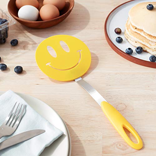 Tovolo Spatulart Smiley Nylon Flex Turner, Spatula Cooking Utensil Co-Molded With Silicone, Sturdy Steel Handle, Safe for Non-Stick Cookware, Face, H x 11.75 x W x 1.25