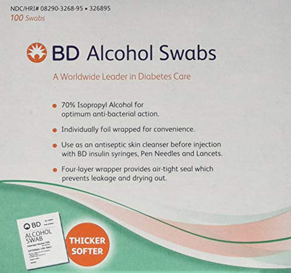 BD Alcohol Swabs 100 Each White