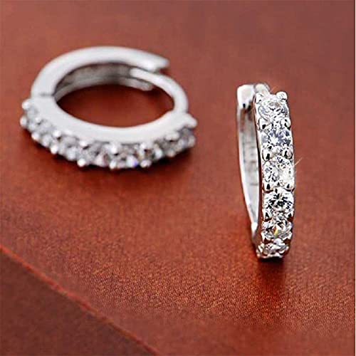 Hithop Premium Quality Fashion Women's Rhinestone Silver Round Rings Hoop Stud Earrings Jewellery Gift