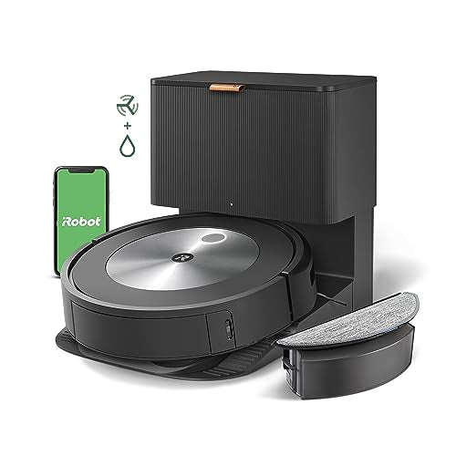 iRobot Roomba Combo j5+ Self-Emptying Robot Vacuum & Mop – Identifies and Avoids Obstacles Like Pet Waste & Cords, Empties Itself for 60 Days, Clean by Room with Smart Mapping, Alexa