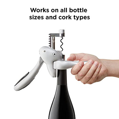 Rabbit Original Lever Corkscrew Wine Opener with Foil Cutter and Extra Spiral (Silver)