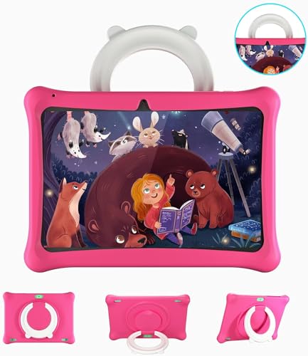 SGIN 10 Inch Kids Tablet, 2GB+64GB Kids Tablets with Case, Android 12 Tablet for Kids, WiFi, Dual Camera, Educational Games，iWawa Pre Installed, Parental Control APP (Pink)