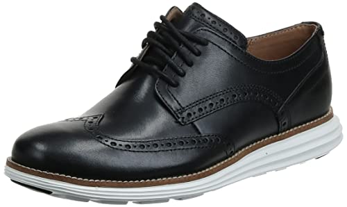 Cole Haan Men's Original Grand Shortwing Oxford Shoe, Black Leather/White, 11 Medium US