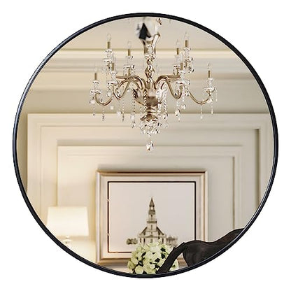 Growsun Black Round Mirror 21 inch Circle Mirror for Bathroom, Vanity, Bedroom, Home Decor