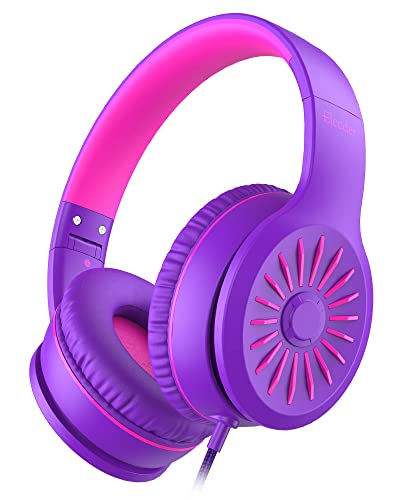 Elecder i45 On-Ear Headphones with Microphone - Foldable Stereo Bass Headphones with No-Tangle 1.5M Cord, 3.5MM Jack, Portable Wired Headphones for School/Kids/Teens/Smartphones/Travel/Tablet - Purple