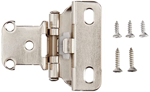 Amazon Basics AB-4015, Satin Nickel, 1/2-Inch Overlay Wrap Cabinet Hinge, 3/4-Inch, 50 Pieces, 1/2"