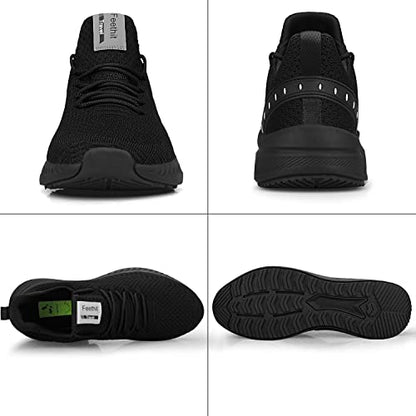 Feethit Mens Slip On Walking Shoes Blade Tennis Shoes Non Slip Running Shoes Lightweight Workout Shoes Breathable Mesh Fashion Sneakers All Black Size 10.5