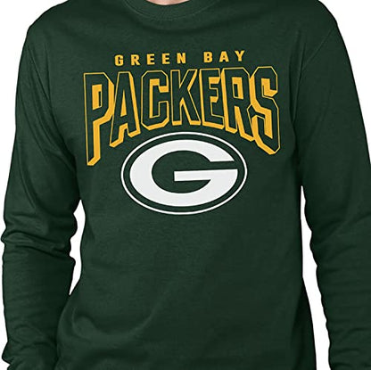 Junk Food Clothing x NFL - Green Bay Packers - Bold Logo - Unisex Adult Long Sleeve T-Shirt for Men and Women - Size X-Large