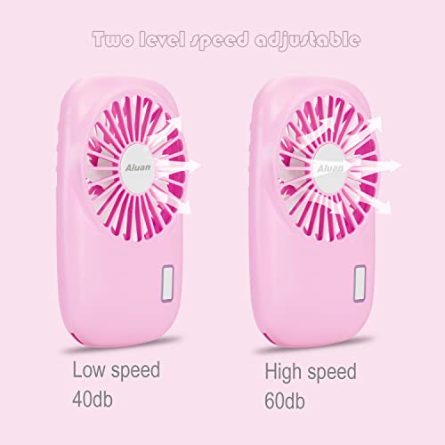 Aluan Handheld Fan Mini Fan Powerful Small Personal Portable Fan Speed Adjustable USB Rechargeable Cooling for Kids Girls Boys Woman Home Office Outdoor Travel, Pink