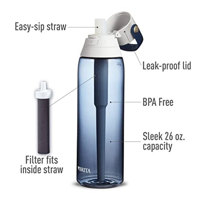 Brita Insulated Filtered Water Bottle with Straw, Reusable, BPA Free Plastic, Night Sky, 26 Ounce