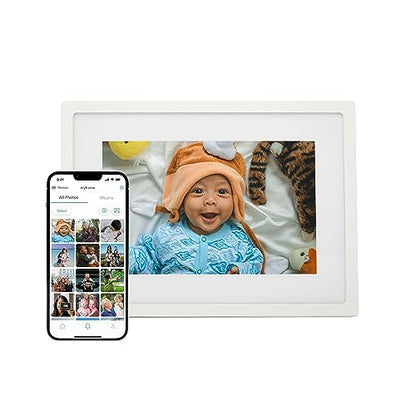 Skylight Digital Picture Frame: WiFi Enabled with Load from Phone Capability, Touch Screen Digital Photo Frame Display - Customizable Gift for Friends and Family - 10 Inch White